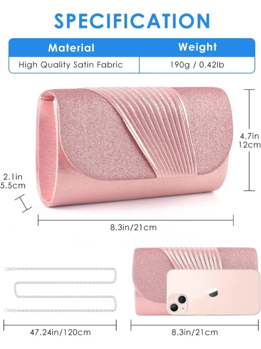👜Women's Pink Evening Handbags for Formal Wedding Party Prom Shoulder Bags